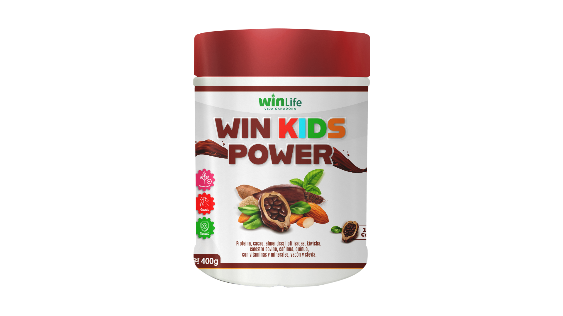 WIN KIDS CACAO 400GR.